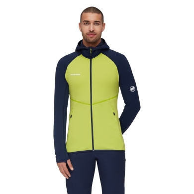 Mammut Fleece Jacket Aconcagua ML (Midlayer) with Hood lime green/navy Men